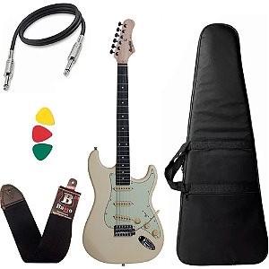 Kit Guitarra Memphis Mg30 Branco Stratocaster com Bag