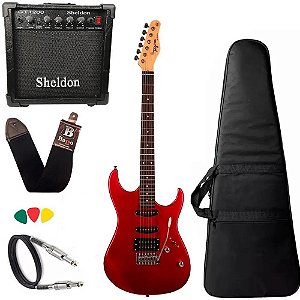Kit Guitarra Tagima Tg510 Vermelho Ca Amplificador Sheldon