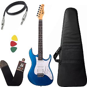 Kit Guitarra Tagima Tg520 Azul Metálico Capa Bag Alça