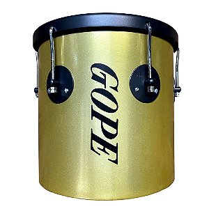 Repique De Mão Gope Dourado Preto 11Pol x 30cm Pele Cristal