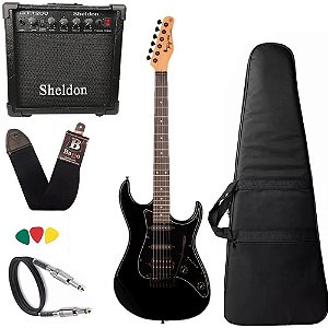 Kit Guitarra Tagima Tg520 Preto BK Amplificador Sheldon