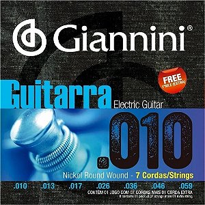 Encordoamento Giannini Guitarra Níquel 010 GEEGST10 7 Cordas 12747