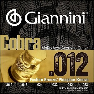 Encordoamento Giannini Violão Aço 012 Fósfor Bronze GEEFLKSF