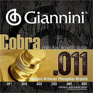 Encordoamento Giannini Violão Aço 011 Fósforo Bronze GEEFLKF