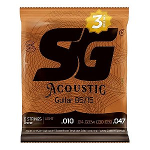 Encordoamento SG Violão Aço 010 Bronze Light Pac com 3 Jogos 6685TP