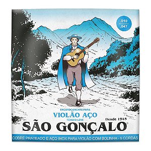 Encordoamento São Gonçalo Violão Aço 010 Tensão Leve Bolinha 11038