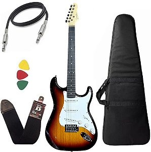 Kit Guitarra Giannini G100 Sunburst Branco + Capa