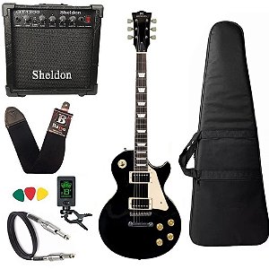 Kit Guitarra Les Paul Michael GM750N Preta bk amplificador