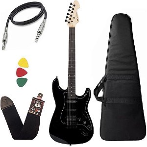 Guitarra Michael GM237N Metallic Black Strato Power Bag