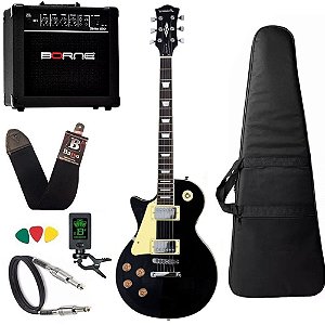 Kit Guitarra Canhoto Strinberg Lps230 Preto Bk Cubo Borne