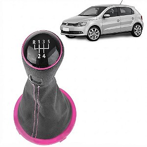 COIFA DA ALAVANCA DO CAMBIO+BOLA LENTE PRETA/ARO ROSA DO GOL G5/G6