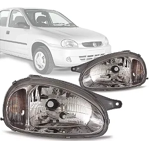 FAROL CORSA/WAGON/PICK-UP 2000 A 2002 CARCACA PRETA/CROMADO