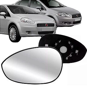 LENTE ESPELHO RETROVISOR PUNTO LINEA 2007 A 2016 COM BASE BLAWER
