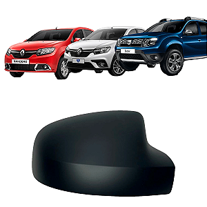 CAPA RETROVISOR LOGAN SANDERO DUSTER 2009 A 2015 PRETO SEM FURO