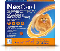 NexGard Spectra Antipulgas e Vermífugo Cães 2kg a 3,5kg 3 tablete