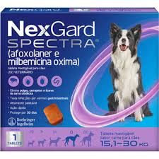 NexGard Spectra Antipulgas e Vermífugo Cães 15,1kg a 30kg 3 tablete