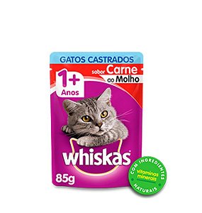 Ração Úmida Whiskas Gatos Castrados sabor Carne 85g