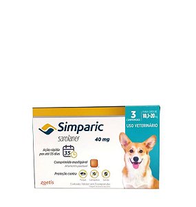 Antipulgas e Carrapatos Simparic para Cães de 10,1 a 20kg - 3 Comprimidos