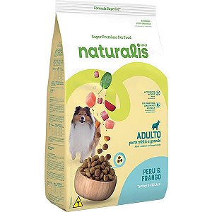 Ração Seca Naturalis para Cães de Porte Grande Sabor Frango, Peru & Frutas 12Kg