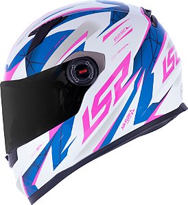 CAPACETE FF358 CLASSIC DRAZE BRANCO/AZUL/ROSA LS2