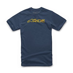 CAMISETA RIDE 3.0 AZUL MARINHO-OURO ALPINESTARS
