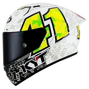 CAPACETE KYT NZ-RACE ESPARGARO REPLICA 2021 BRANCO/ROSA/VERDE FLUOR