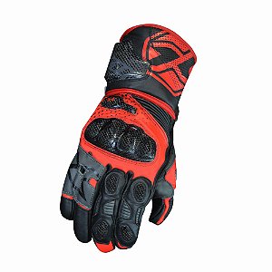 LUVA X11 RACING CARBON PRETO/VERMELHO