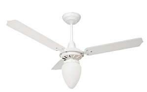 Ventilador de Teto Loren-Sid Diplo M3 Pera Branco 220V com Pás de Madeira MDF Branca Ref-2385