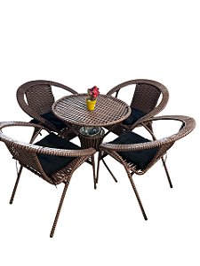Conjunto Pavão 5 pcs Mesa Alta 4 Cadeiras 1 Mesa
