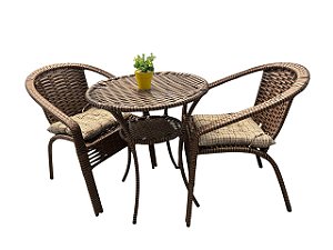 Conjunto Mesa Tropical 3 pcs 2 Cadeiras 1 Mesa Alta