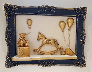 Quadro Cavalinho Dourado com Bexigas