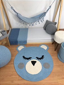 Tapete Infantil Crochê Urso Azul