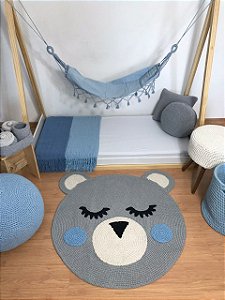 Tapete Infantil Crochê Urso Cinza