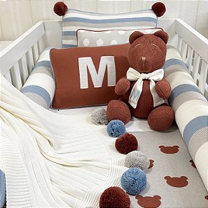 Kit Berço Menino Urso em Tricô 9 Peças