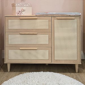 Cômoda Infantil 3 Gavetas com Porta Madeira