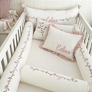 Kit Berço Celina Flores 7 Peças