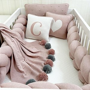 Kit Berço Trança Coração Letra C 6 Peças