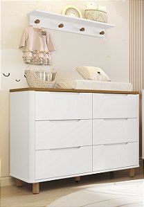 Cômoda Infantil Boom 6 Gavetas Pés Madeira (4 Cores Disponíveis)