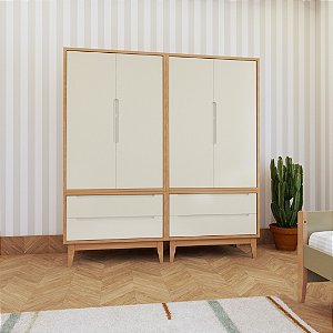 Guarda Roupa Infantil BO 4 Portas Caixa e Pés Madeira