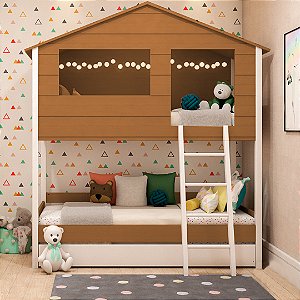 Beliche com Casinha e Cama Auxiliar em Jequitibá