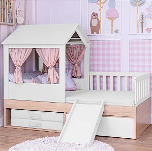 Cama Casinha com Escorrega (3 Cores Disponíveis)