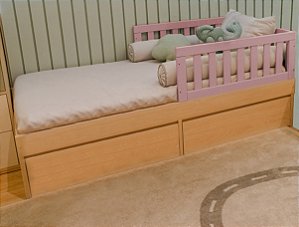 Cama com Gavetas em Madeira e Lateral 4 Cores Disponíveis