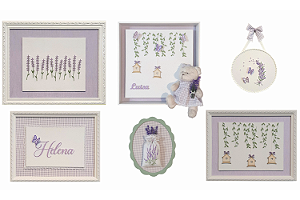 Porta Maternidade e Quadros Personalizados Coleção Lavanda (6 Quadros)