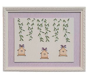 Quadro Folhas e Casinhas Coleção Lavanda