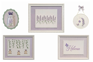 Porta Maternidade e Quadros Personalizados Coleção Lavanda (5 Quadros)