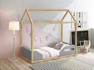 Mini Cama Montessoriana Cinza Fosco