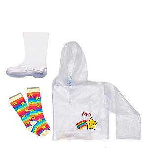 Kit Infantil - Capa de Chuva + Galocha Transparente + GFME038