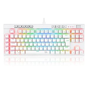 Teclado Óptico Gamer Redragon Magic-Wand PRO RGB, RGB, Switch Marrom, ABNT2, 12 Teclas Multimídia, Branco - K587W-RGB-