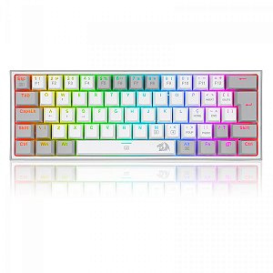 Teclado Mecânico Gamer Redragon Fizz, RGB, Switch Blue, ABNT 2, Branco/Cinza, K617-RGB-WG