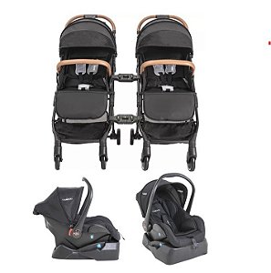 2 Carrinhos Sprint II com 2 Bebê Confortos 2 Bases e com conectores Two